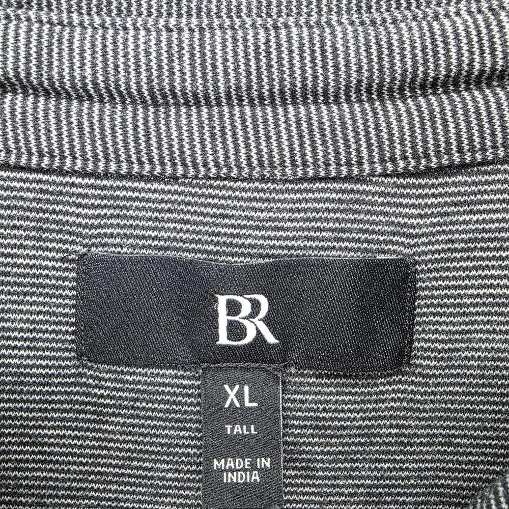 Banana Republic Polo Shirt Mens XL Tall Gray Lux Touch Micro Stripe Cotton